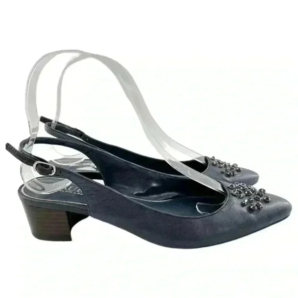 Lauren Ralph Lauren heels, size 6 navy blue gem formal grandmother of the bride